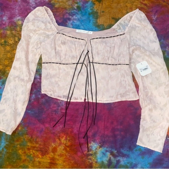 Altar'd State Lace Blouse with Black Accents - Picture 1 of 1